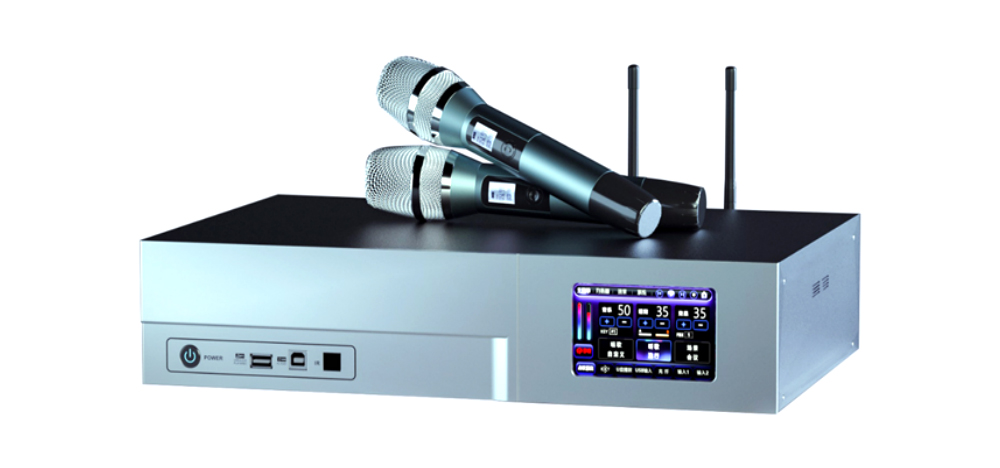 四合一音视频智能一体机（功放+无线一拖二话筒+效果器+点歌系统）PC601